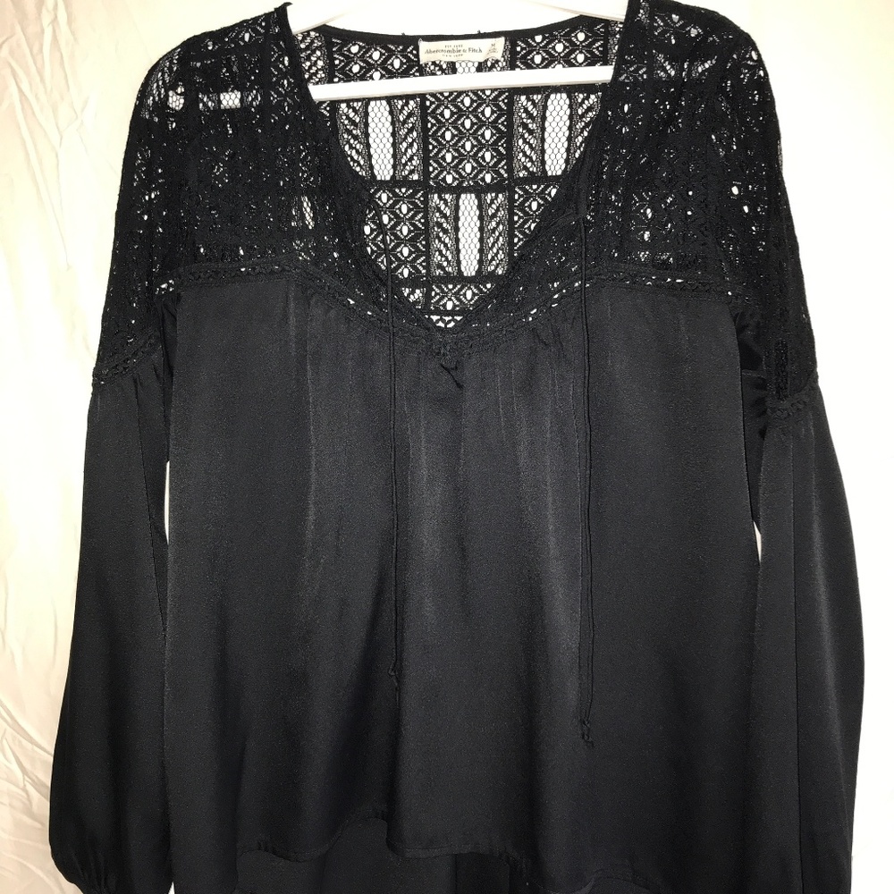 Black Abercrombie Peasant Blouse - Picture 1 of 4